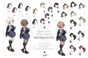 Nerd School Girls PNG Avatar Creator, a Person Illustration by KaramfilaS (Thumbnail 4 of 12)