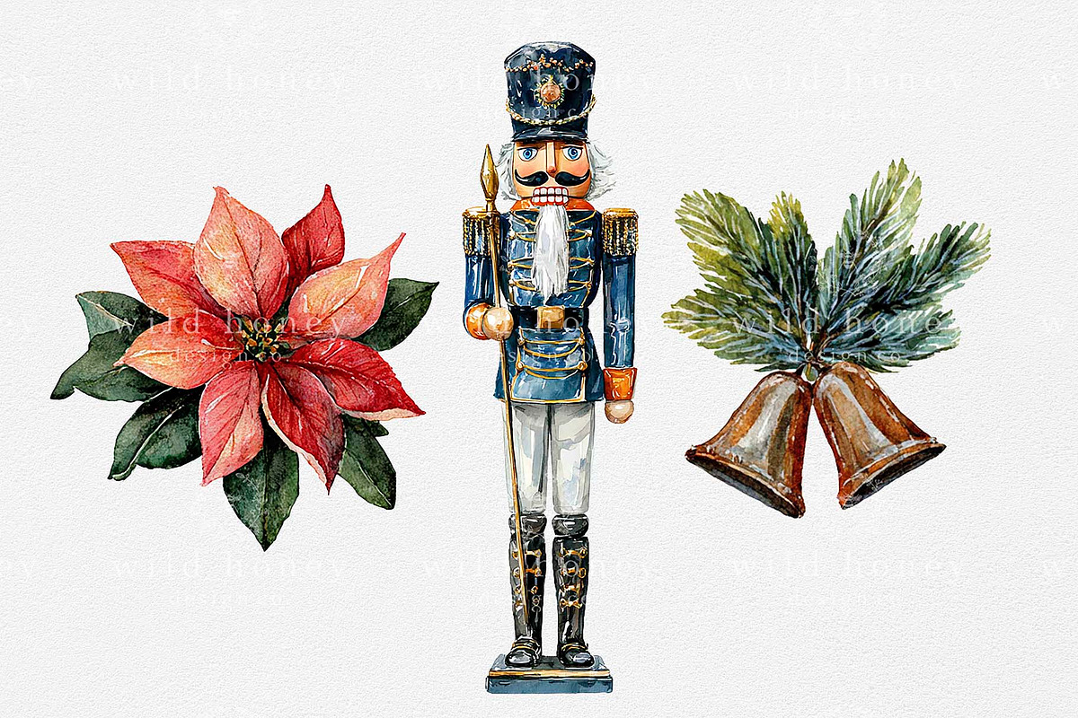 Christmas Watercolor Clipart Bundle, a Seasonal Illustration by Wild Honey Design Co. (Photo 5 of 6)