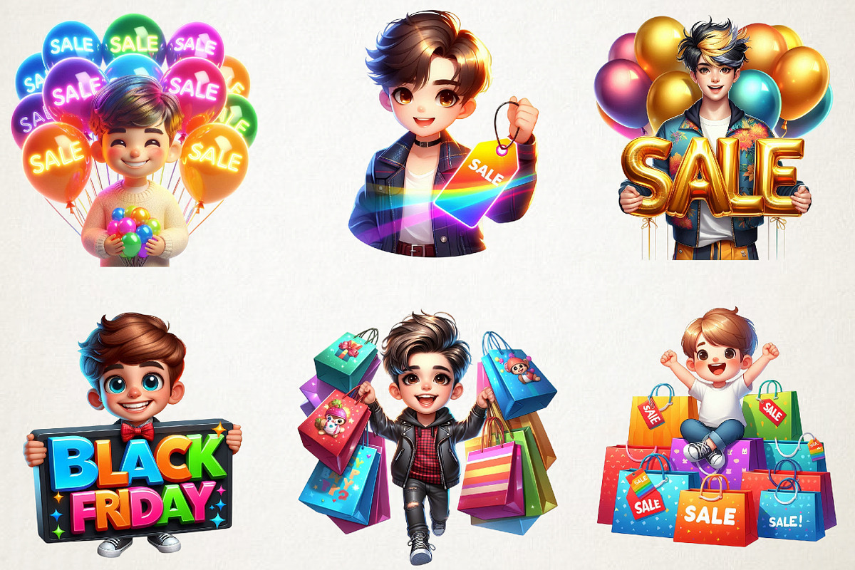 Black Friday Boy Sublimation Clipart, an Illustration by RobertsArt (Photo 4 of 5)