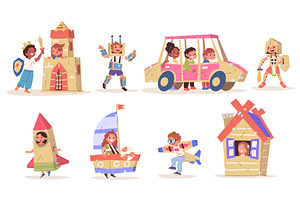 Kids cardboard games. Cartoon, an Illustration by Stock-Smart-Start