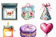 Watercolor Woman s Birthday Clipart, an Illustration by Craft Nest (Thumbnail 5 of 6)