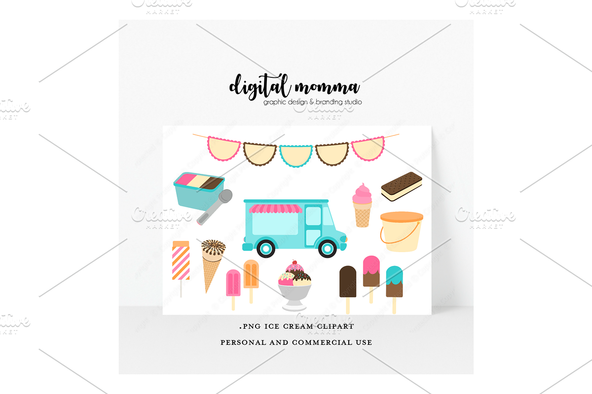 Ice Cream Clipart, .PNG Graphics, a Person Illustration by Digital Momma