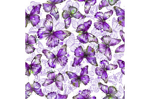 Violet Watercolor Butterflies