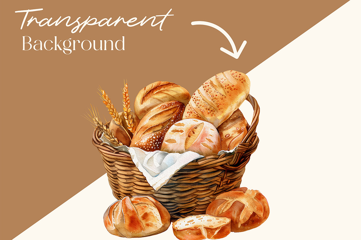 Watercolor Breads Clipart, a Food Illustration by Primrose Blume (Photo 2 of 4)