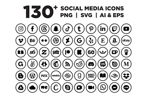 Circle Outline Social Media Icons