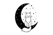 50 Cat Moon Silhouette Vector Bundle, an Illustration by jahid234 (Thumbnail 48 of 51)