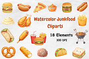 Watercolor Junkfood Clipart, a Food Illustration by BerryPieArt (Thumbnail 1 of 4)