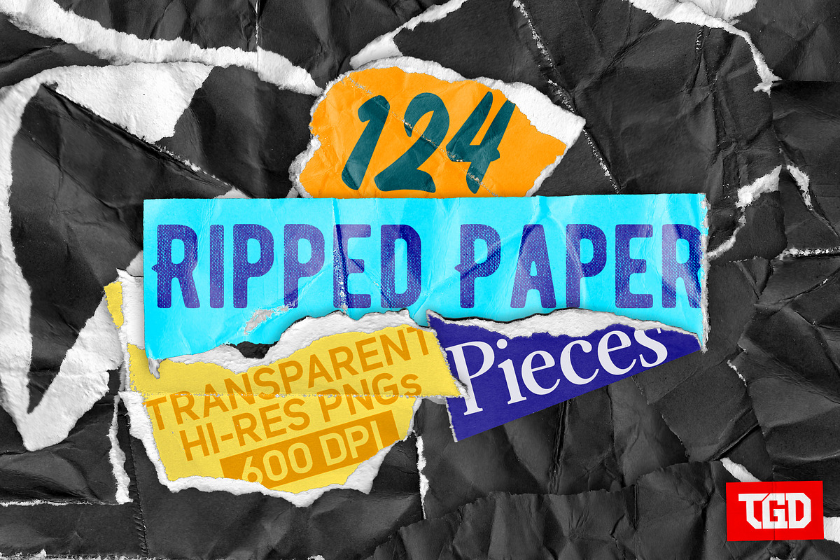 Textured Ripped Paper Pieces - PNGs, a Texture Graphic by Tim Gould Design (Photo 1 of 5)