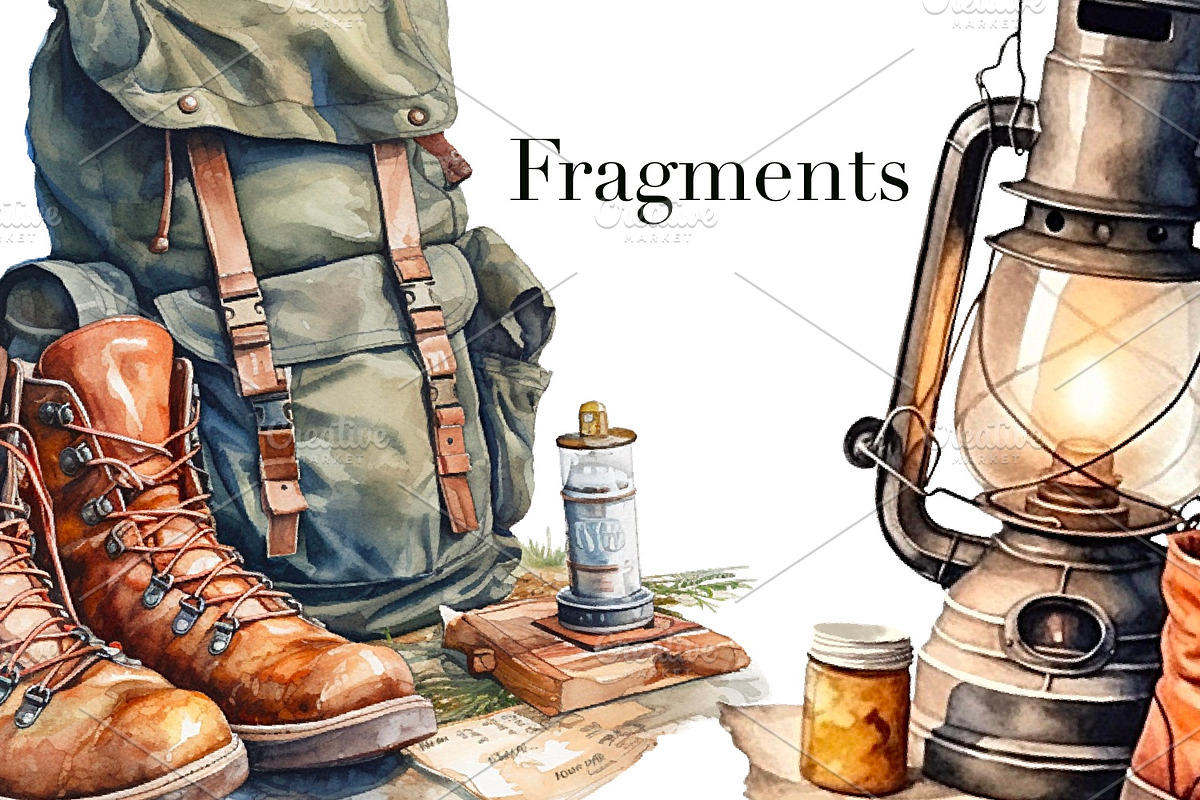 Tourist camping, watercolor clipart, a Person Illustration by AkvarelRiver (Photo 8 of 8)