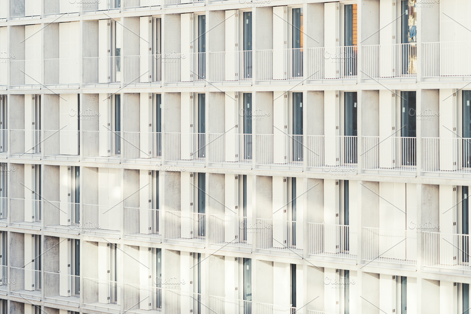 Repetitive white balcony facade, an Architecture Photo by SkyNext