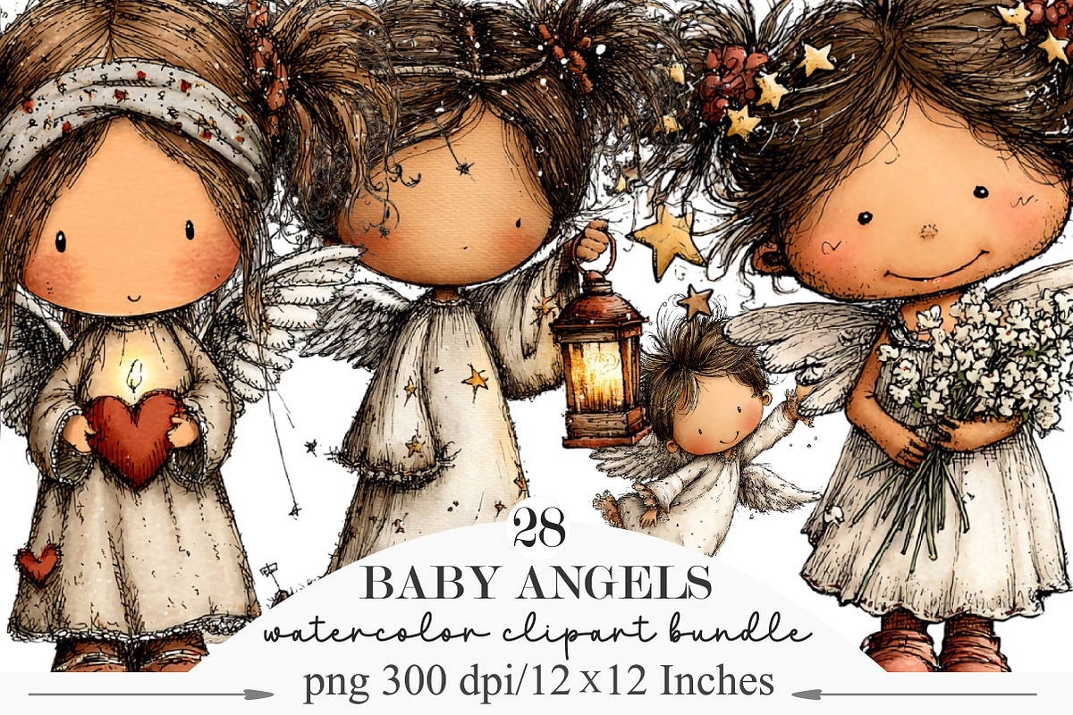 Whimsical Baby Angels Clipart, an Illustration by Designking (Photo 1 of 5)