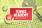 Tennis Academy Watercolor Collection, a Sport Illustration by WatercolorElena (Thumbnail 1 of 13)