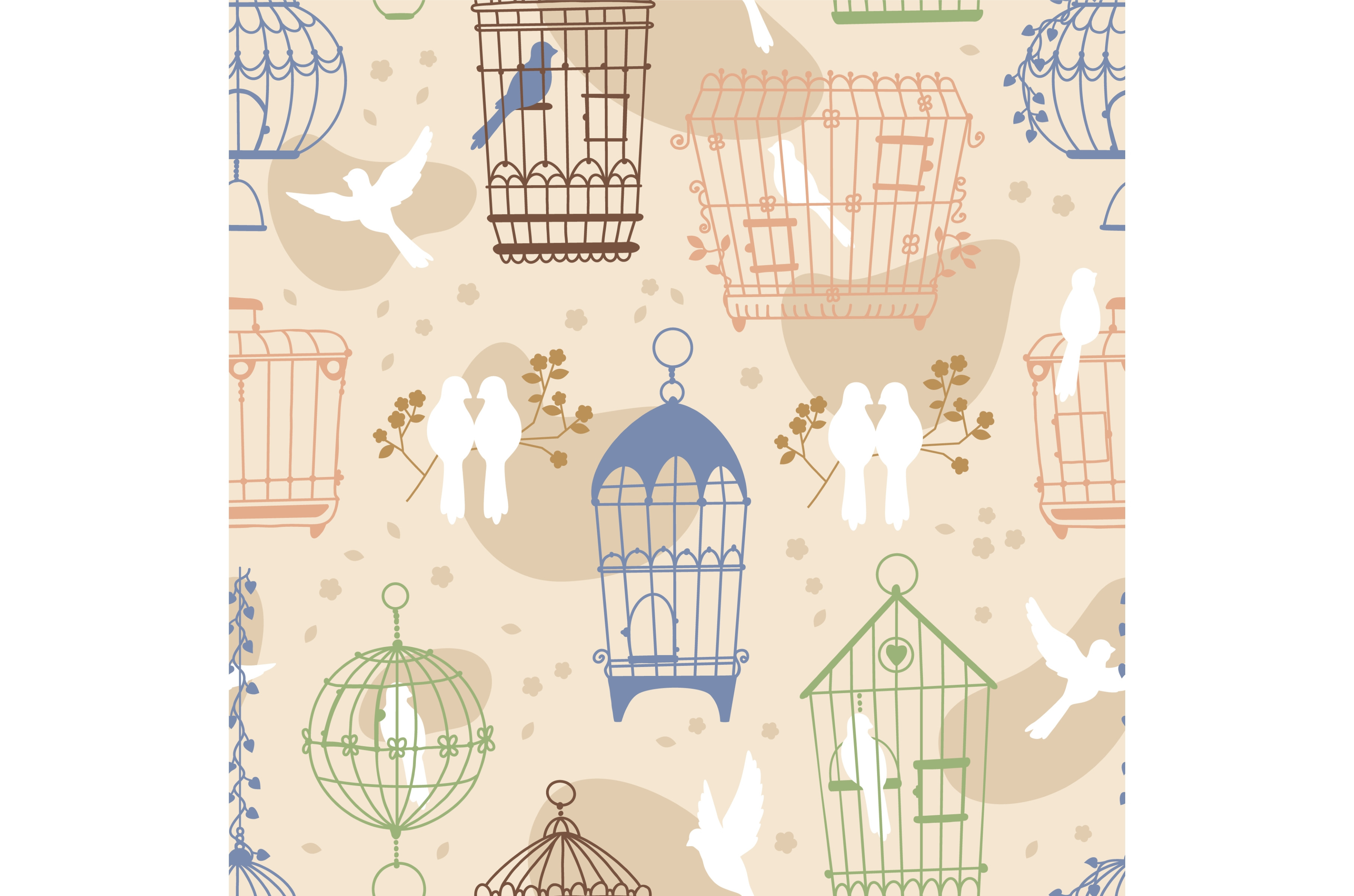 Bird cages seamless pattern. Vintage, an Animal Illustration by Vectorbuum