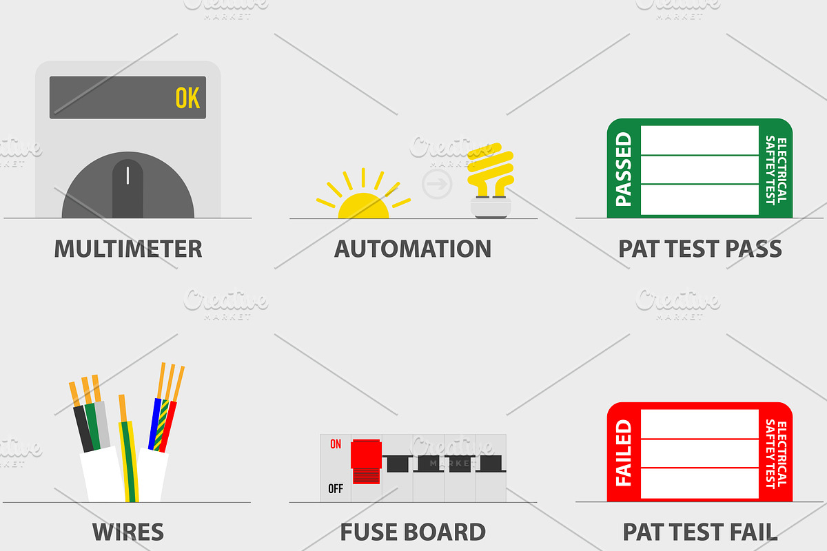 Flat Style Electrician Vectors preview 2