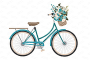 Vintage Blue Vector Bicycle & Flower, an Illustration by Amanda Ilkov (Thumbnail 3 of 5)