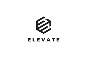 Elevate Letter E Hexagon Logo