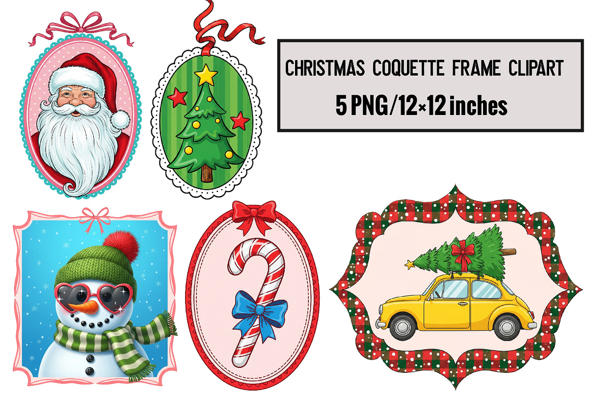 Christmas Coquette Frame Clipart, an Illustration by Design Market (Photo 1 of 6)