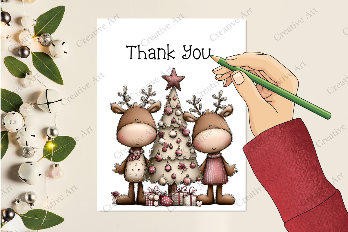 Watercolor Christmas Reindeer Bundle, an Illustration by Creative Art (Photo 8 of 9)