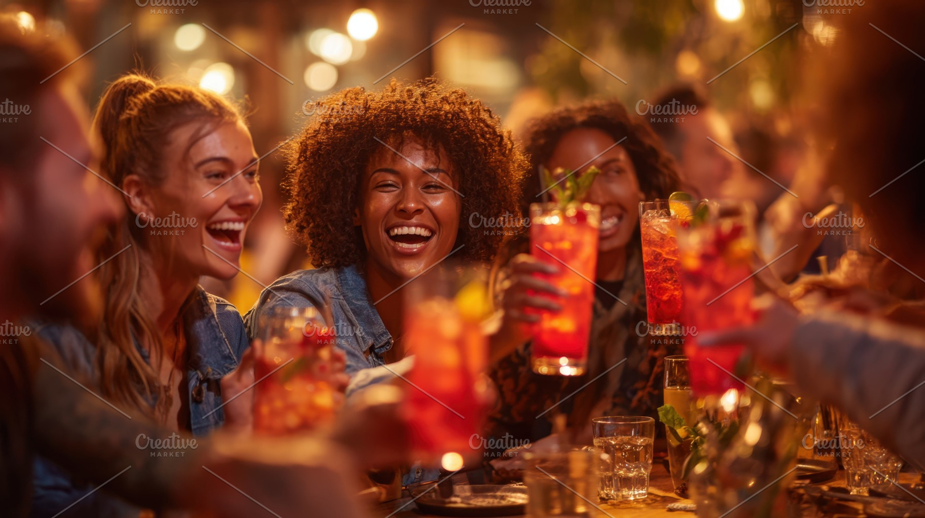 Friends enjoy drinks at night event, a Photo by Beautiful things