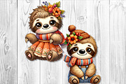 Cute Autumn Sloth Clipart Set, a Seasonal Illustration by V Design Creator (Thumbnail 7 of 9)
