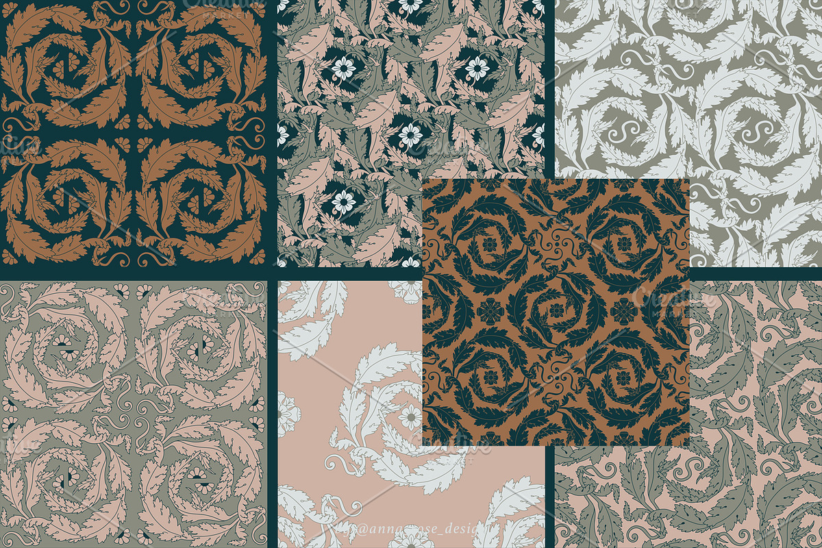 Moody Renaissance Acanthus Patterns, a Pattern Graphic by Rose Design (Photo 4 of 12)
