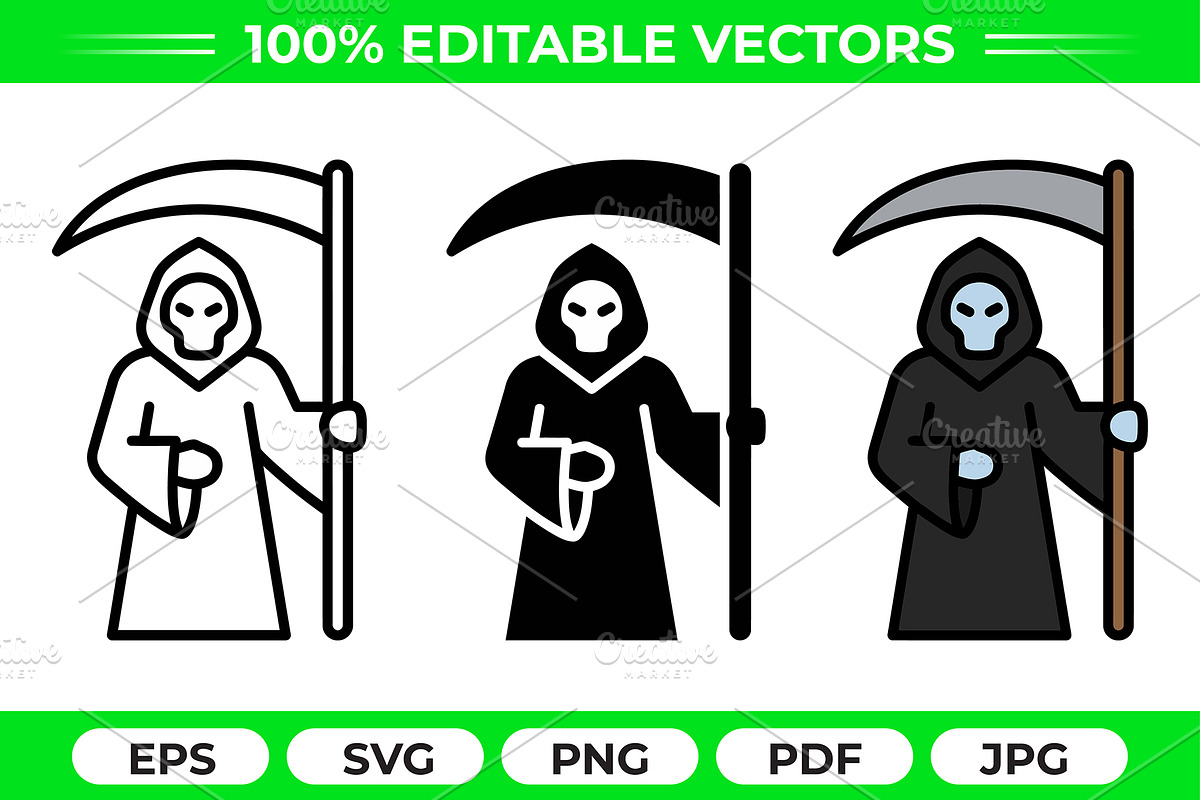 Grim Reaper Vector Trio Pack, an Object Graphic by Artonix (Photo 1 of 3)