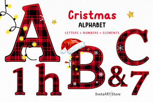 Christmas Plaid Alphabet Clipart
