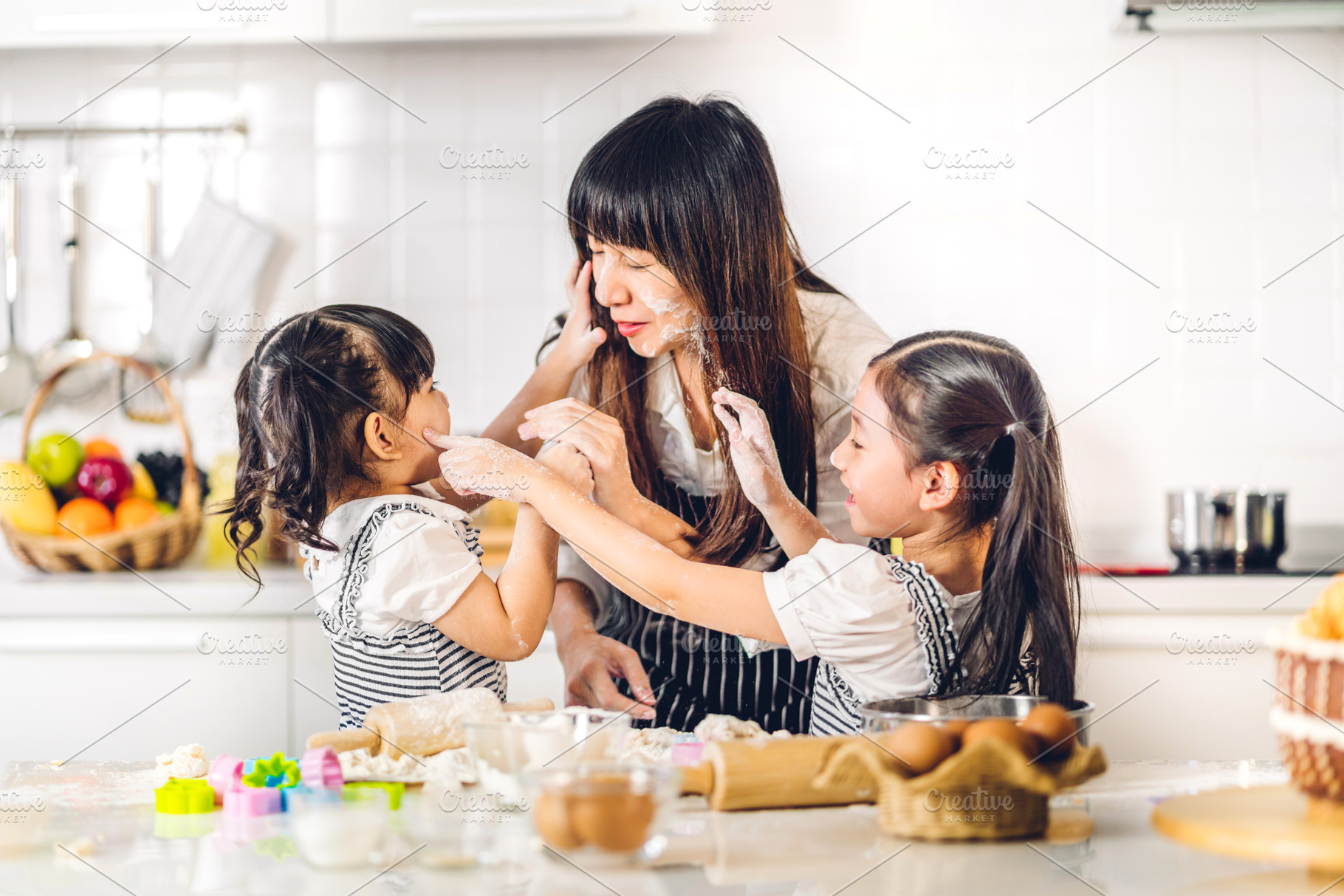 Portrait of enjoy happy love asian family mother and little todd, a Person Photo by Art_Photo