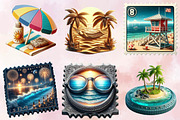 Summer Beach Postage Stamp Bundle, an Illustration by SVGArt (Thumbnail 2 of 8)
