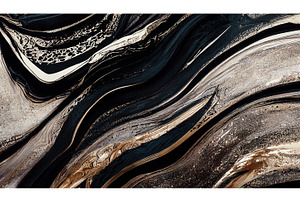 Black Gold Acrylic Fluid Textures