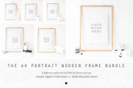 BUNDLE - A4 Wooden Frame mockup