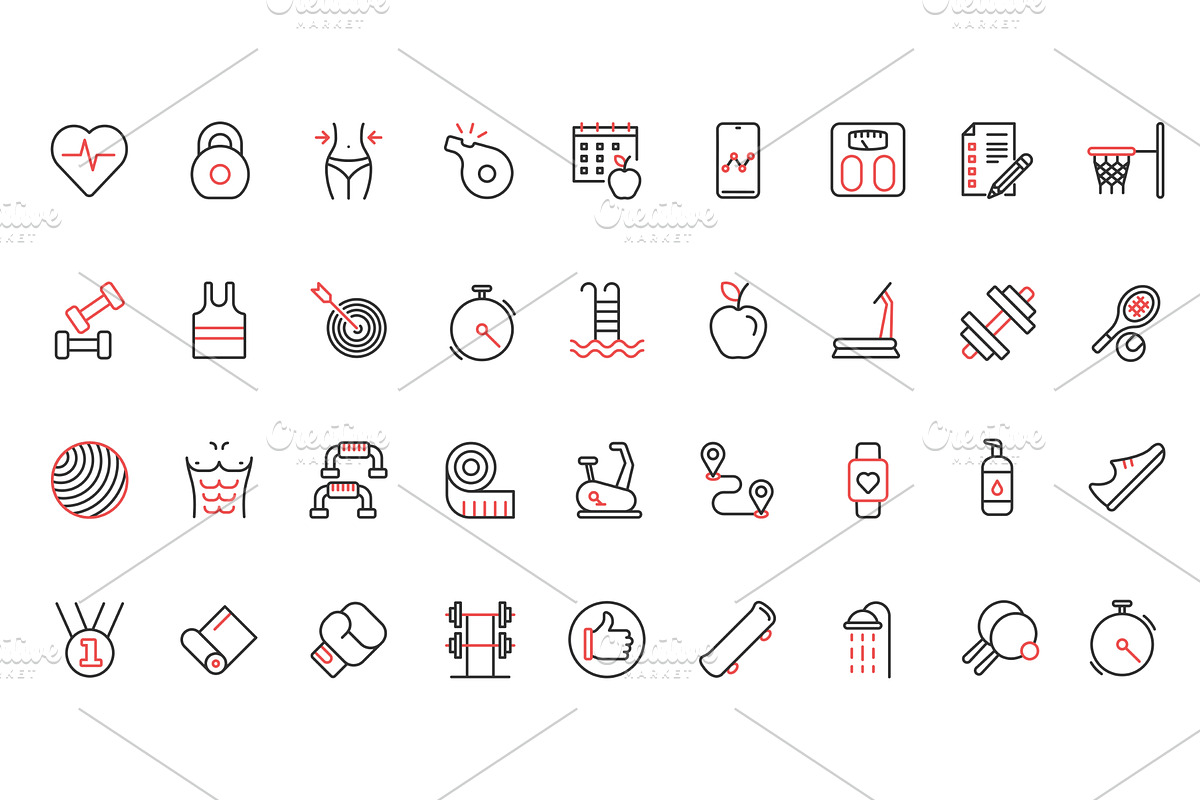 Sport exercises gym icons, a Sport Illustration by Lemberg Vector