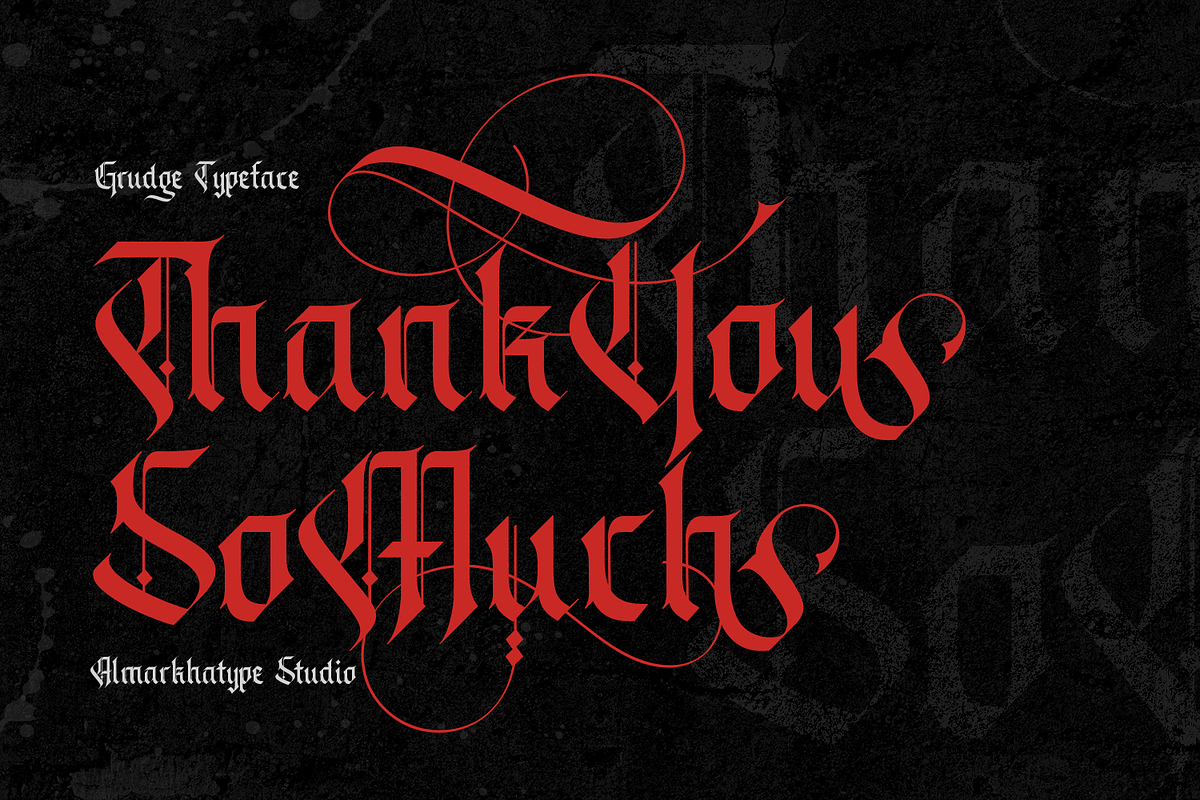 Grudge – Gothic Blackletter Typeface, a Blackletter Font by Almarkhatype (Photo 14 of 15)