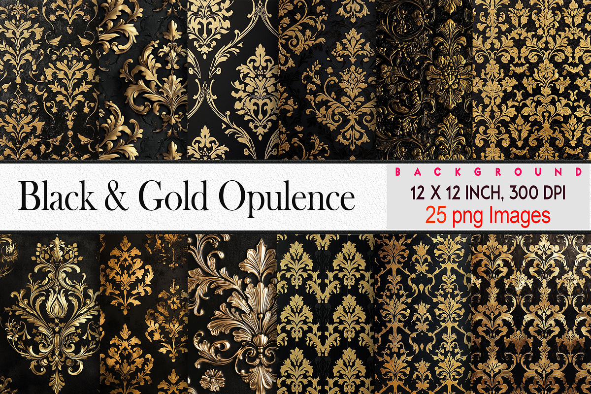 Black & Gold Opulence, a Background Graphic by Printable Treasure (Photo 1 of 9)