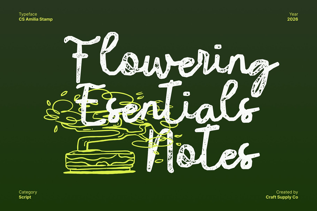 CS Amilia Stamp, a Script Font by Craft Supply Co. (Photo 4 of 8)