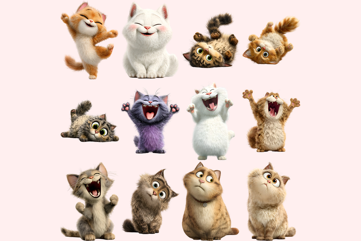 Funny Cat Clipart PNG Bundle, a Graphic by M9 Design (Photo 6 of 9)