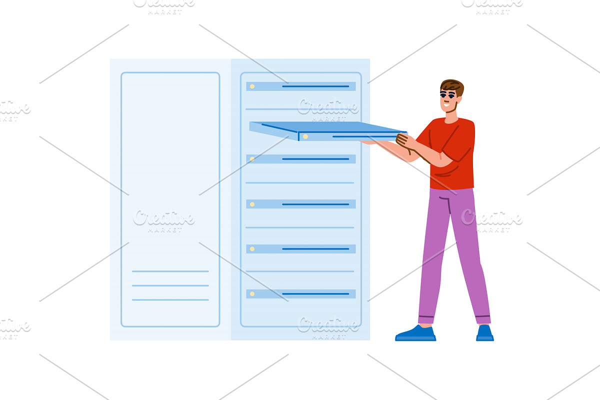 System administrator inserting, a Technology Illustration by pikepicture