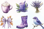 Watercolor Lavender Fall Clipart, an Illustration by CraftArtStudio (Thumbnail 2 of 6)