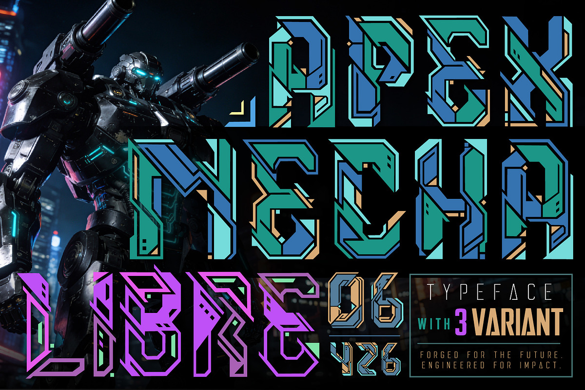 APEX MECHA – Mecha Robotic Typeface, a Sans Serif Font by HypeWorksCo (Photo 1 of 9)