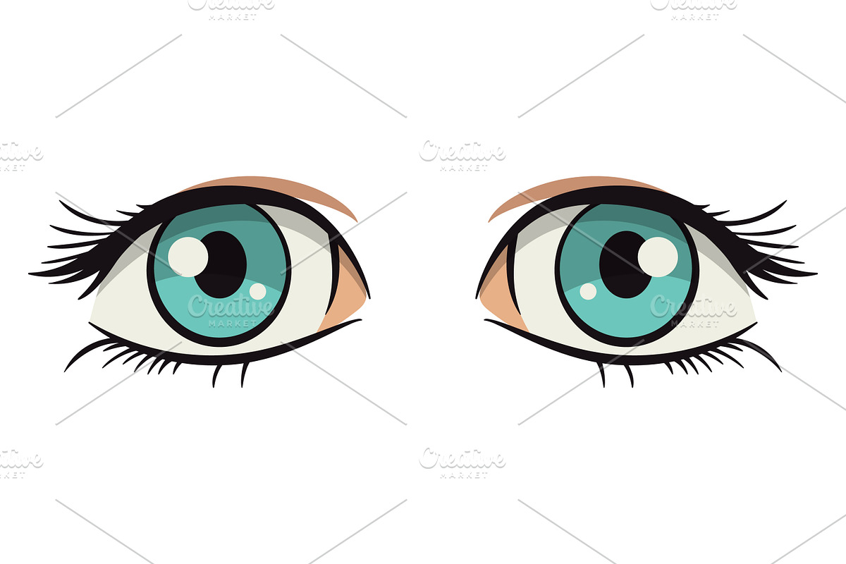 Anime Style Vector Set of Flat Eyes., a Person Illustration by Gomolach (Photo 15 of 25)
