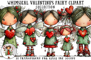 Whimsical Valentine's Fairy Clipart, an Illustration by OK Design