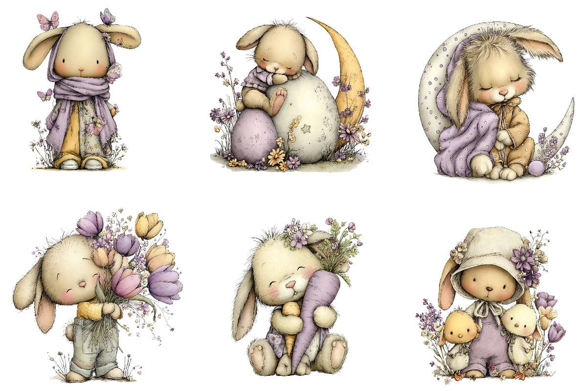 Baby Bunny Easter Clipart, an Illustration by CreationArt (Photo 3 of 6)