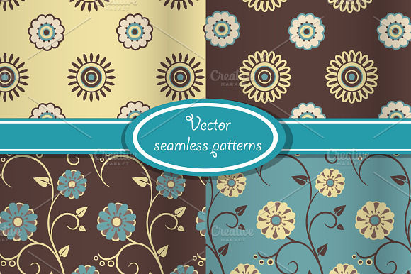 4 Vector Vintage Floral Patterns
