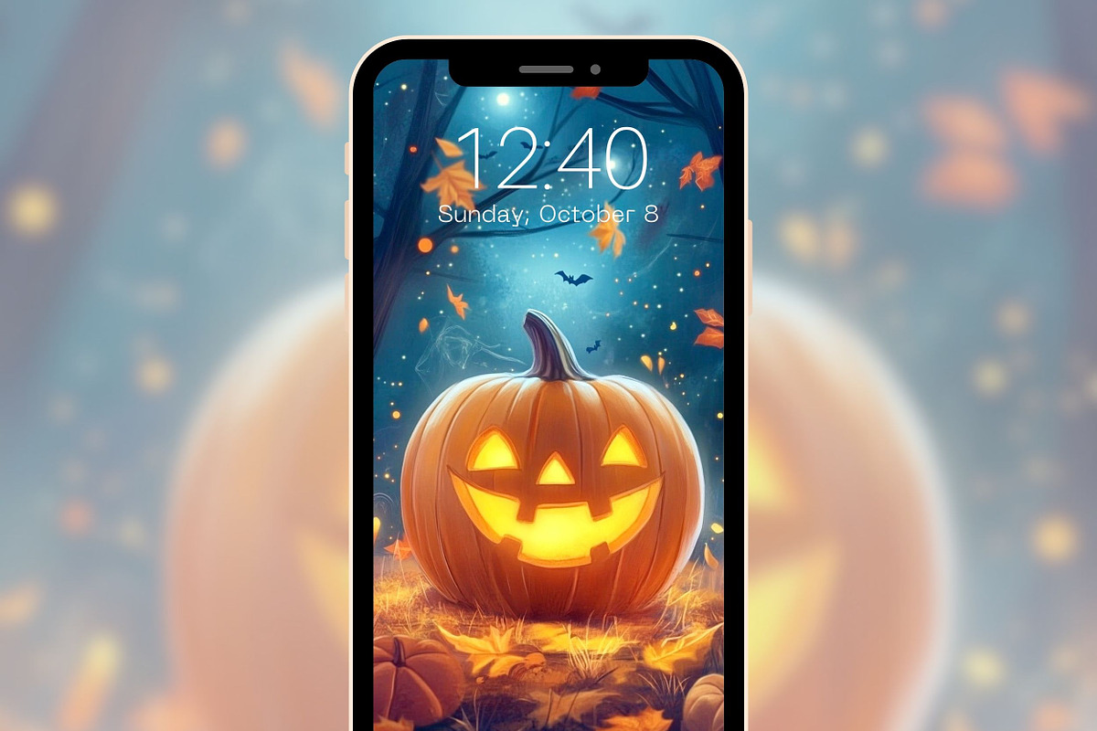 Halloween Pumpkin Phone Wallpapers, a Graphic by Kalindiprints (Photo 4 of 6)