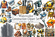 Watercolor Construction Clipart, an Illustration by Libby Wishes (Thumbnail 1 of 7)