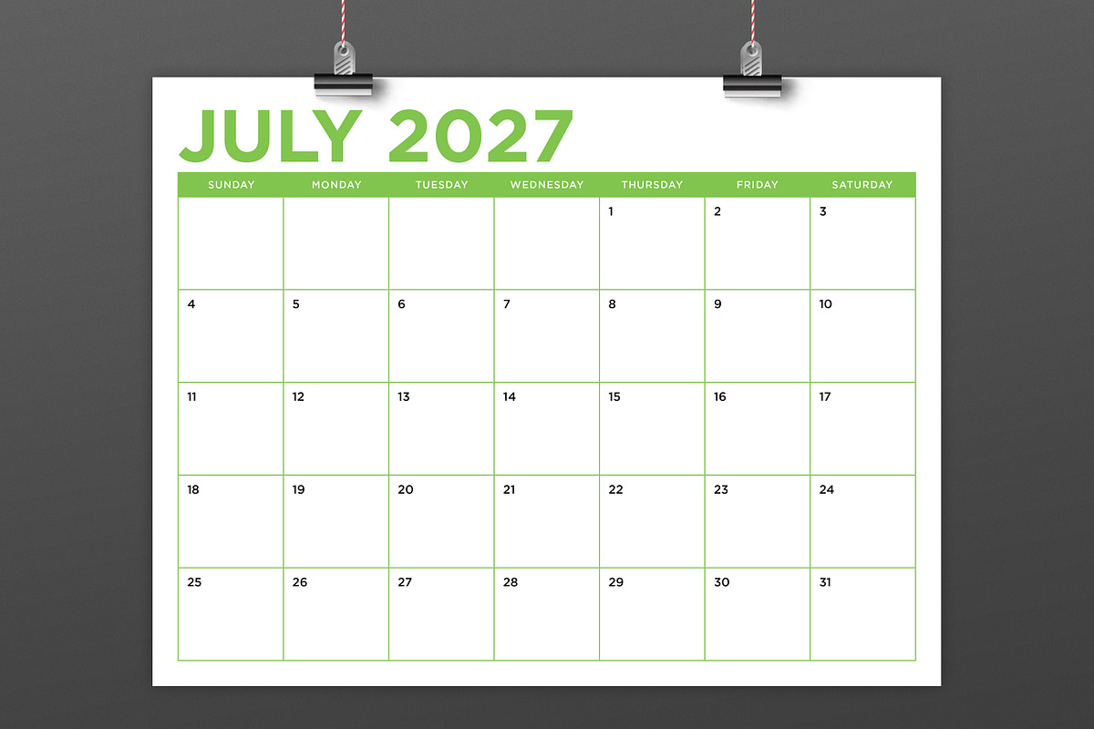 2027 8.5x11 Inch Bold COLOR Calendar preview 6
