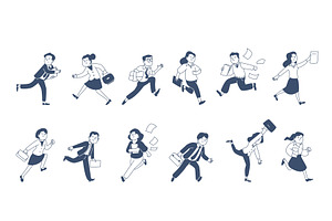 Running doodle office characters, a Person Illustration by LadadikArt