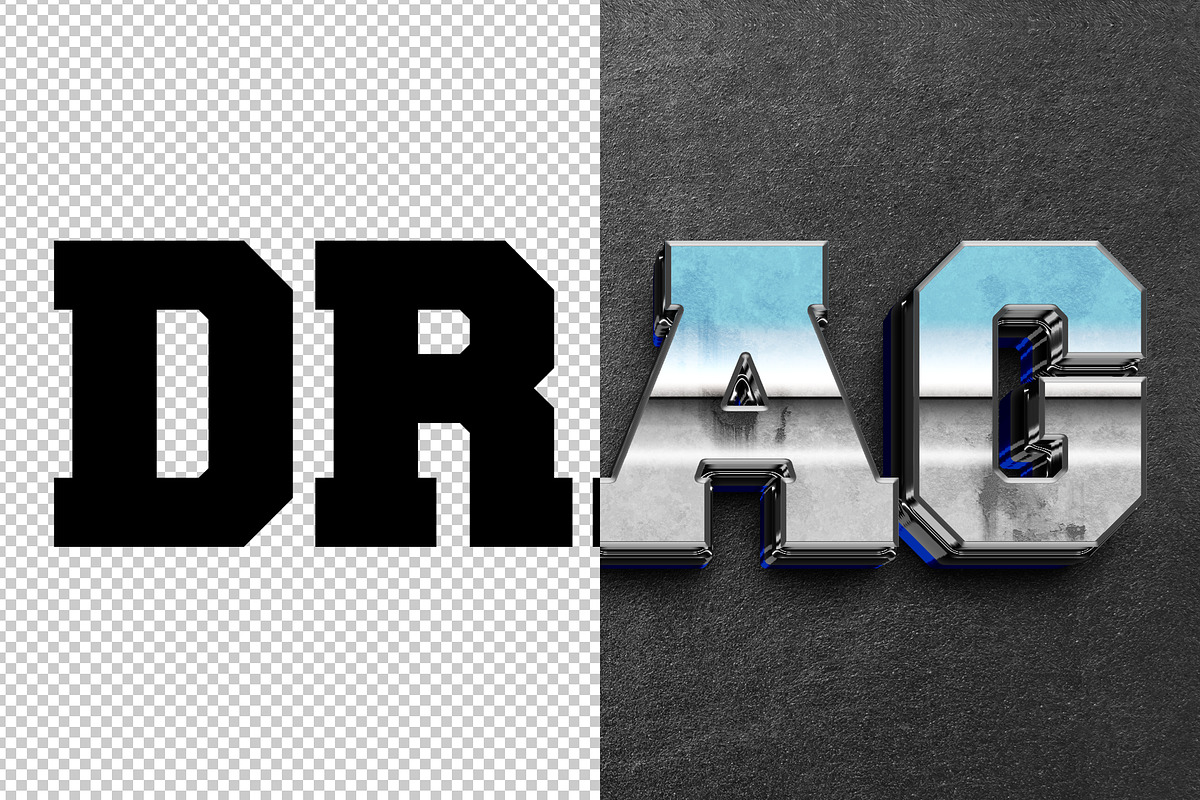 Drag 3D editable text effect, a Layer Style Add-On by Hello Muh (Photo 2 of 2)