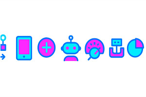 Colorful icons representing, a Technology Illustration by ZinetroN