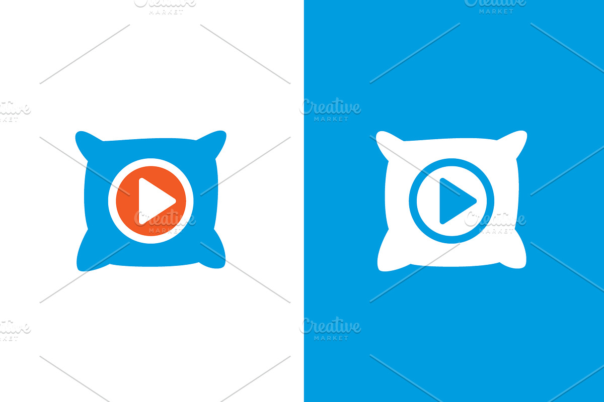 Pillow and button play logo, a Technology Illustration by GraphiShop
